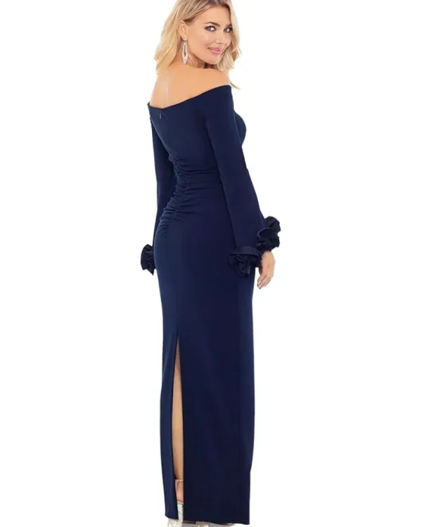 XSCAPE Long Scuba Crepe Off-the-Shoulder Ruffle Cuff | Women Plus Size