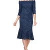 Alex Evenings Midi Length off the Shoulder Dress | Women Plus Size