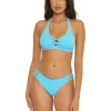 BECCA Modern Edge Rib Keira Lace-Up Halter | Women Swimwear & Cover Ups