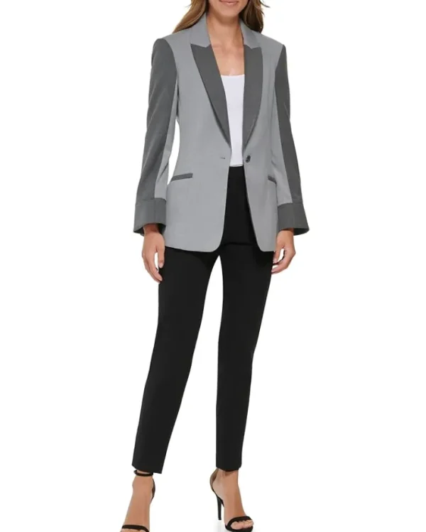 DKNY One-Button Peak Lapel Combo Jacket | Women Coats & Outerwear