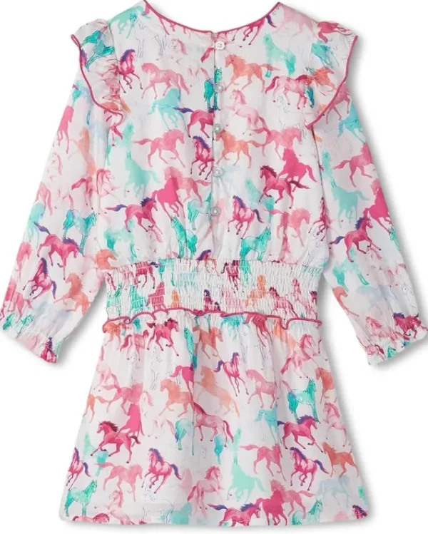 Hatley Kids Photo Print Horses Smocked Waist Dress (Toddler/Little Kid/Big Kid) | Kids Dresses