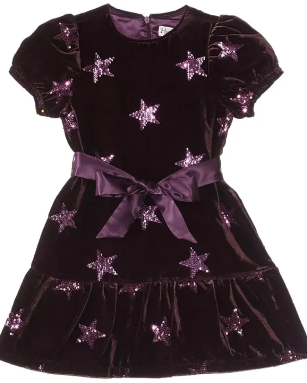 Hatley Kids Pink Star Sequin Vevlet Dress (Toddler/Little Kids/Big Kids) | Kids Dresses