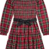 Polo Ralph Lauren Kids Plaid Smocked Cotton Jersey Dress (Big Kid) | Kids Dresses