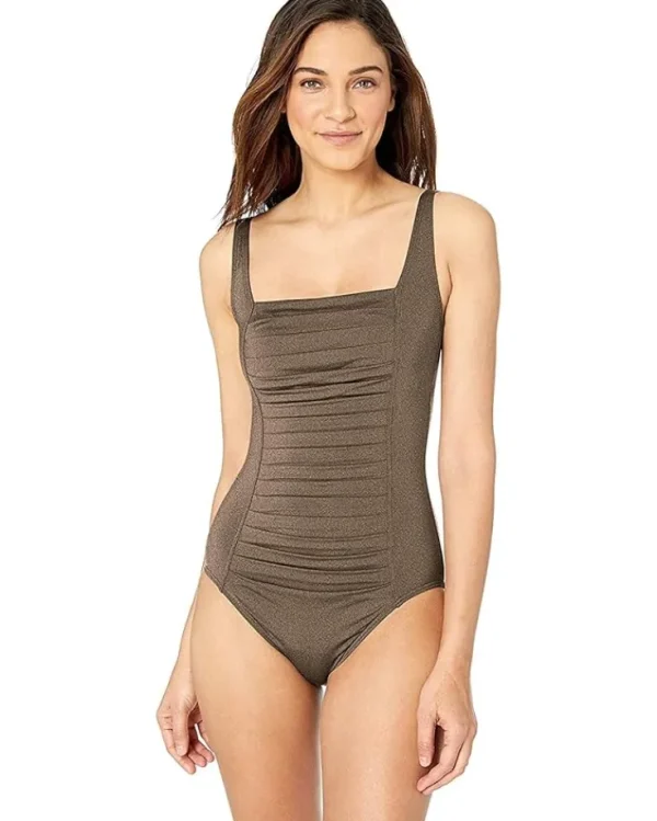 Calvin Klein Pleated One Piece Swimsuit | Women Swimwear & Cover Ups