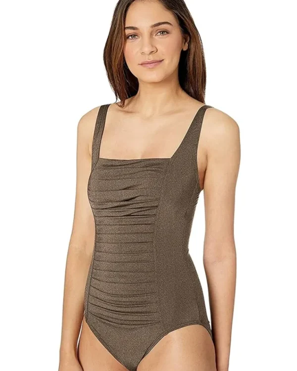 Calvin Klein Pleated One Piece Swimsuit | Women Swimwear & Cover Ups