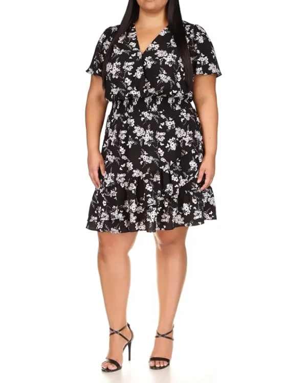 MICHAEL Michael Kors Plus Size Botanical Short Sleeve Wrap Dress | Women Plus Size