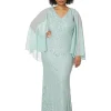 Betsy & Adam Plus Size Long Lace Capelet | Women Plus Size