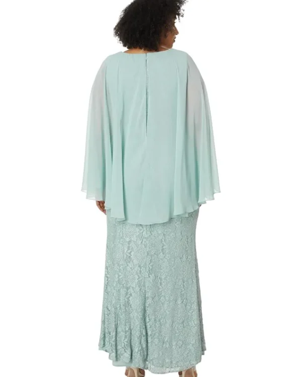 Betsy & Adam Plus Size Long Lace Capelet | Women Plus Size