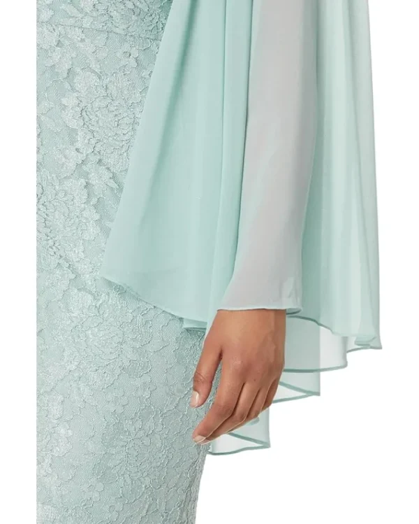 Betsy & Adam Plus Size Long Lace Capelet | Women Plus Size