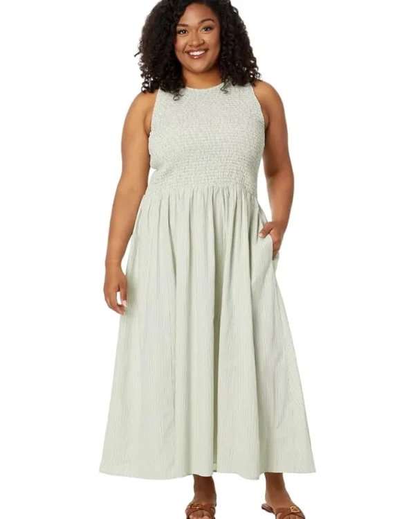 Madewell Plus Smocked Sleeveless Midi Dress | Women Plus Size