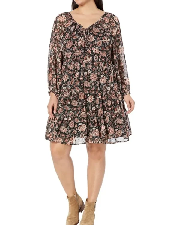 Madewell Plus Teresa Long Sleeve Tie Retro Mini Dress | Women Plus Size