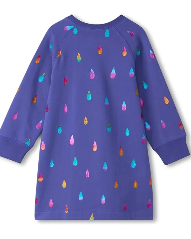 rainbow_raindrops_sweatsh_1.webp Hatley Kids Rainbow Raindrops Sweatshirt Dress (Toddler/Little Kid/Big Kid) | Kids Dresses