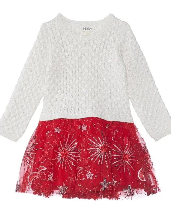 Hatley Kids Red Sparkle Sweater Tulle Dress (Toddler/Little Kids/Big Kids) | Kids Dresses