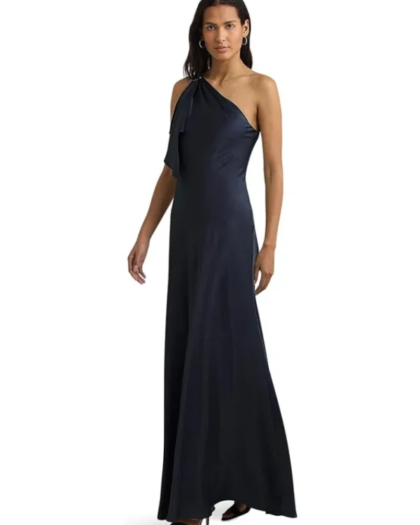 Lauren Ralph Lauren Satin Charmeuse One-Shoulder Gown | Women Plus Size | Dresses