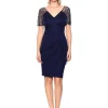 XSCAPE Short Sheer Matte Jersey Flutter Sleeve | Women Plus Size | Dresses