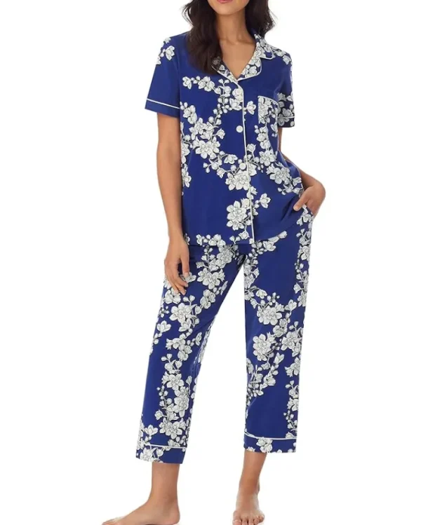 Bedhead PJs Short Sleeve Cropped PJ Set (Cotton Spandex) | Women Sleepwear