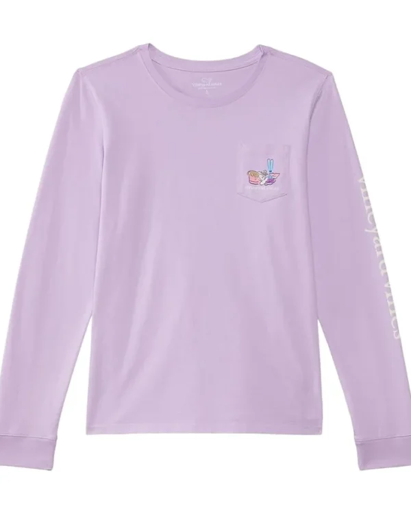 Vineyard Vines Ski Whale Long Sleeve Pocket Tee (Toddler/Little Kid/Big Kid) | Kids Shirts & Tops