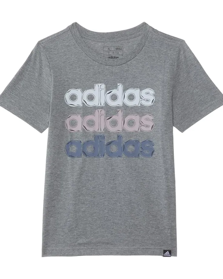 ss_linear_stack_hthr_teeb_0.webp adidas Kids SS Linear Stack Hthr Tee(Big Kid) | Kids/BOY Shirts & Tops
