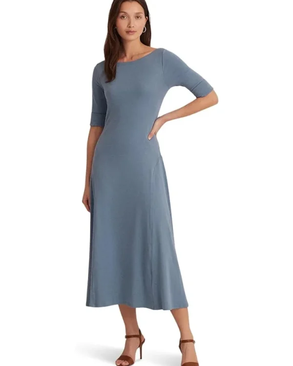 Lauren Ralph Lauren Stretch Cotton Midi Dress | Women Plus Size
