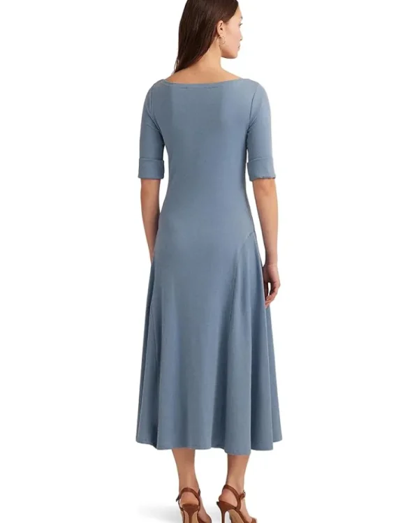 Lauren Ralph Lauren Stretch Cotton Midi Dress | Women Plus Size