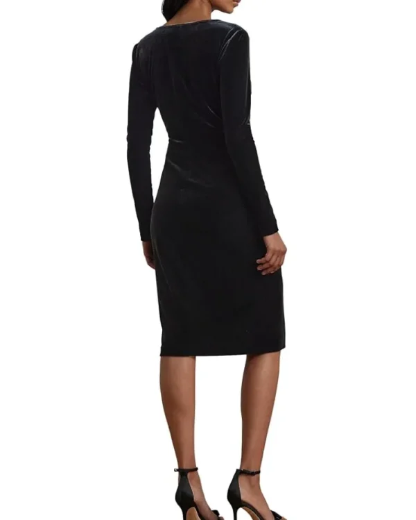 Lauren Ralph Lauren Stretch Velvet Surplice Dress | Women Plus Size