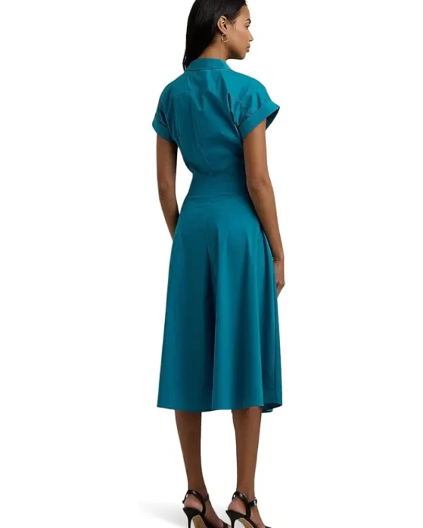 Lauren Ralph Lauren Stretch-Cotton Blend Surplice Dress | Women Plus Size