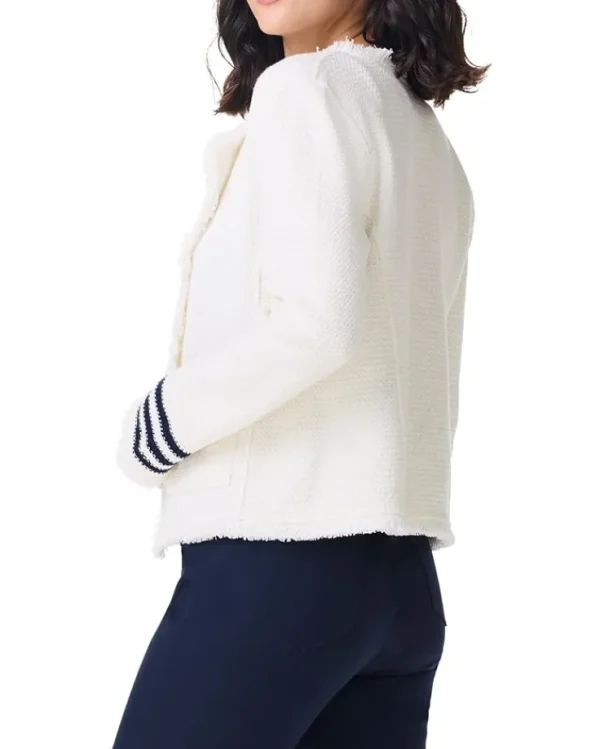 NIC+ZOE Subtle Stripe Fringe Mix Knit Jacket | Women Coats & Outerwear
