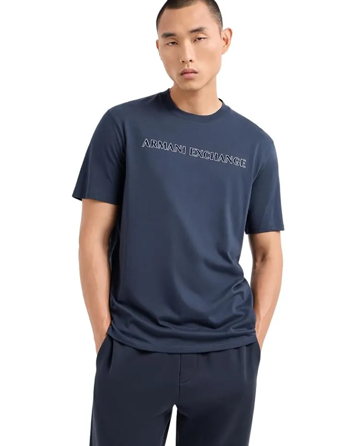 textured_logo_regular_fit_0.webp Armani Exchange Textured Logo Regular Fit Cotton Jersey Tee | Shirts & Tops