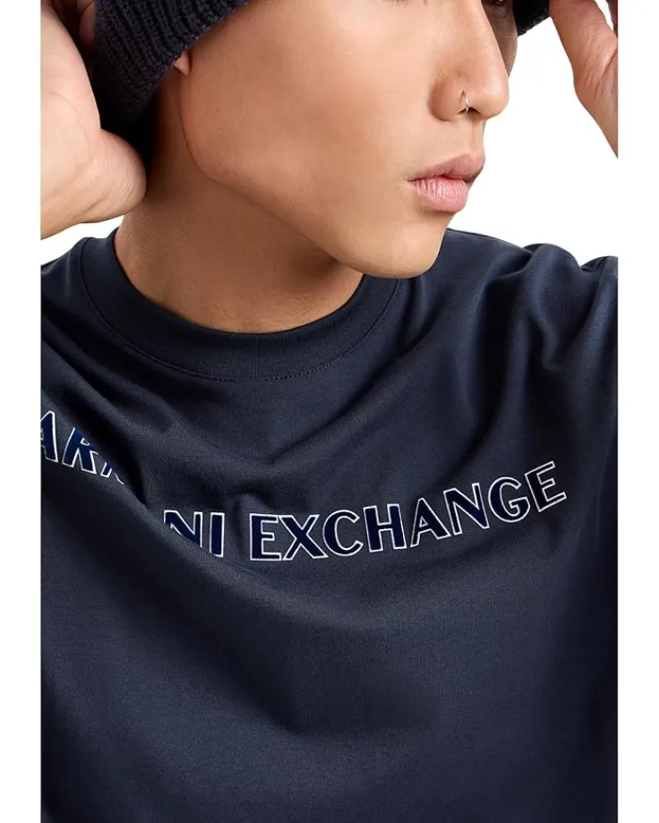 textured_logo_regular_fit_2.webp Armani Exchange Textured Logo Regular Fit Cotton Jersey Tee | Shirts & Tops