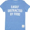 The Original Retro Brand Kids Tri-Blend Easily Distracted by Food Crew Neck Tee (Big Kids) | Kids Shirts & Tops