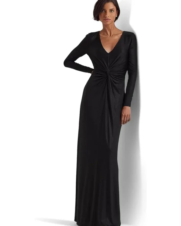 Lauren Ralph Lauren Twist-Front Foil Print Jersey Gown | Women Plus Size | Dresses