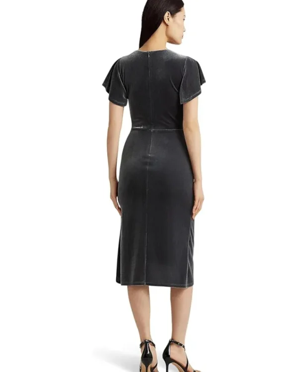 Lauren Ralph Lauren Velvet Flutter-Sleeve Cocktail Dress | Women Plus Size | Dresses