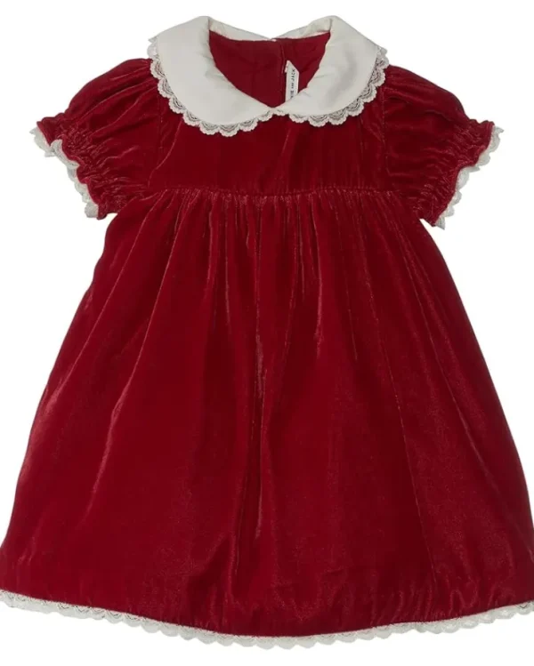 Janie and Jack Velvet Lace Collar Dress (Infant) | Kids Dresses